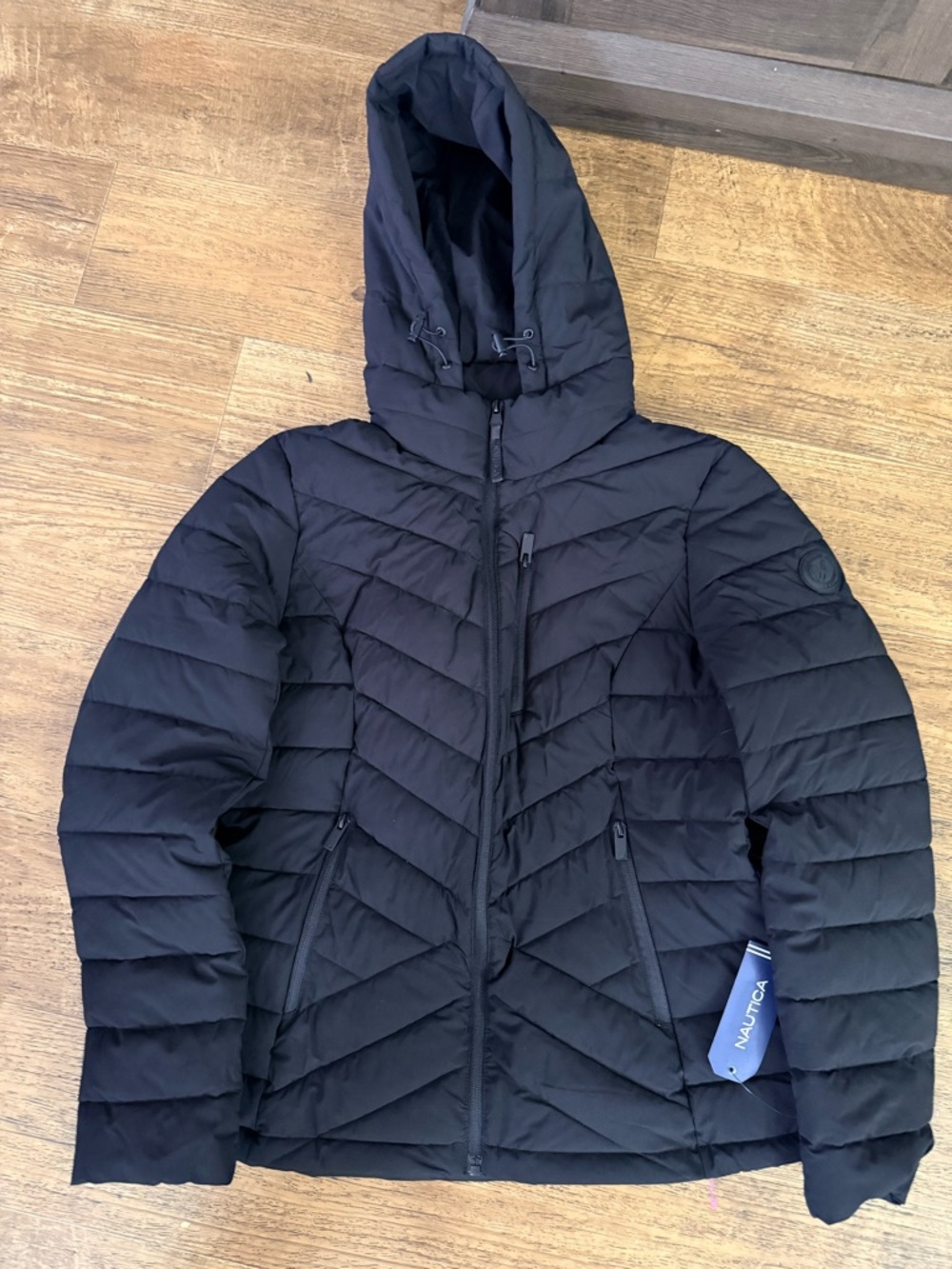 Nautica women’s Black Quilted Hooded Puffer Jacket